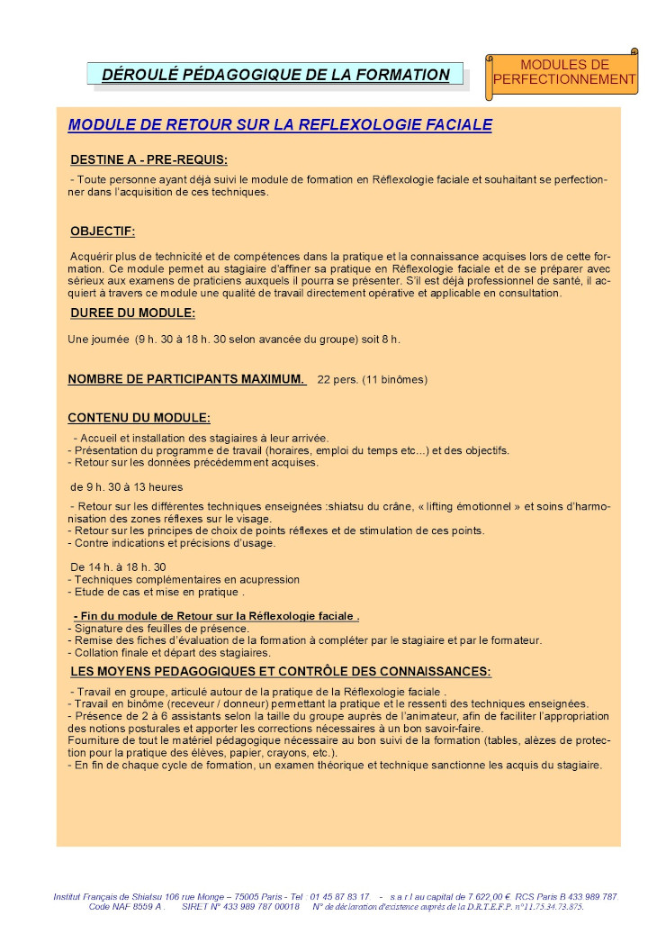 Module de Réflexologie Stases Veneuses et lymphatiques